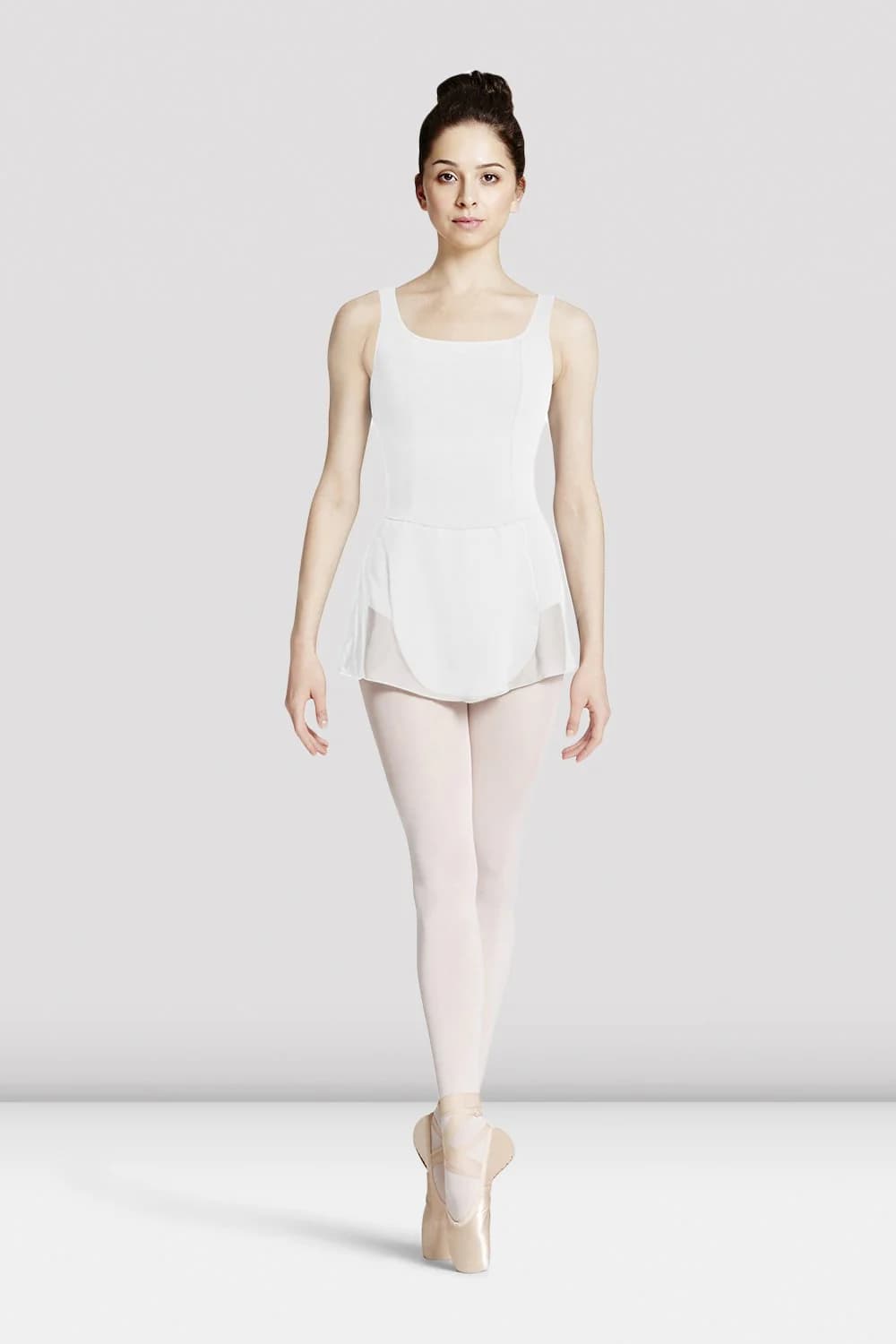 Body da danza Bloch Mirella M417L bianco a canotta con gonna da donna