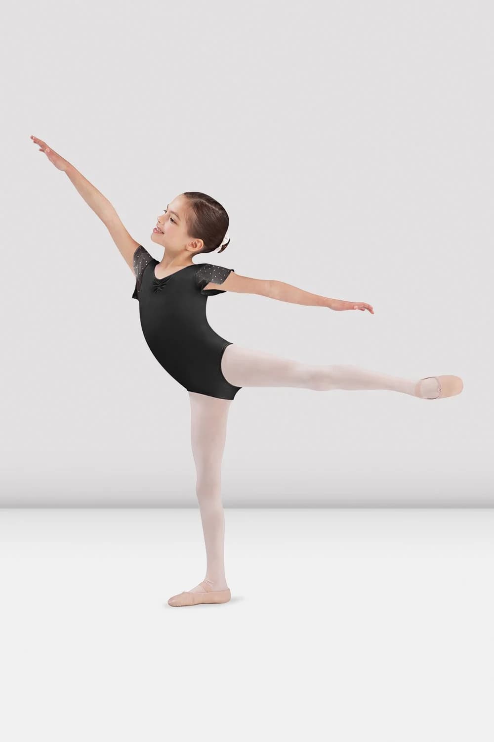Body da danza Bloch Scarlett CL3732-N in georgette nero per bambine