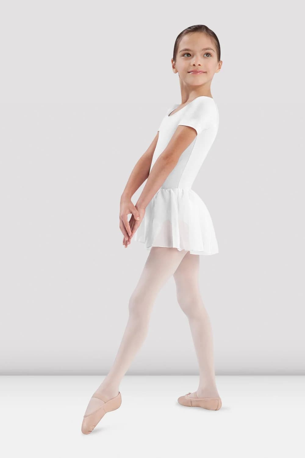 Body da danza Bloch Tiffany CL5342-B in cotone bianco per bambine