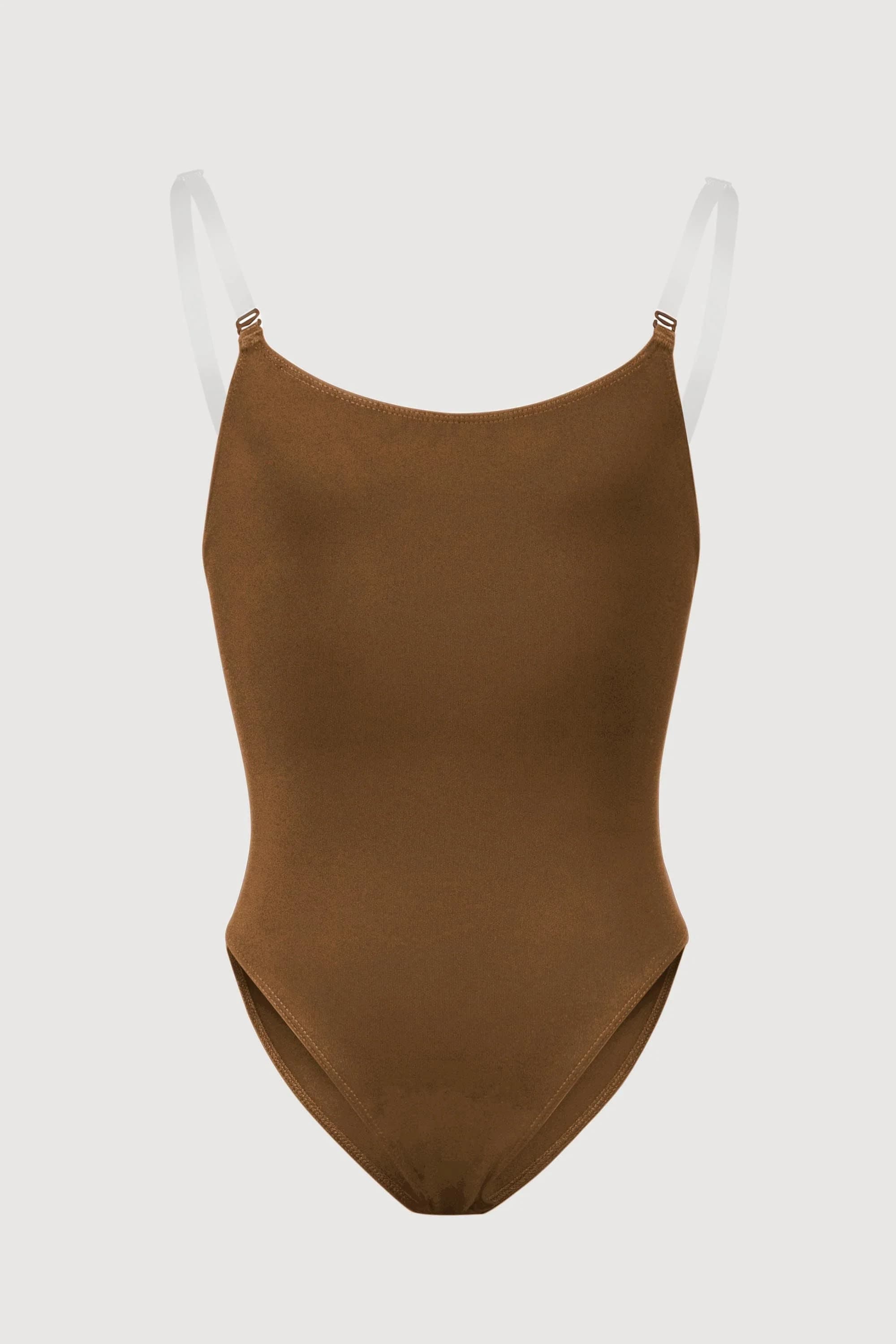 Body da danza Bloch Auva con spalline regolabili marrone scuro per bambine