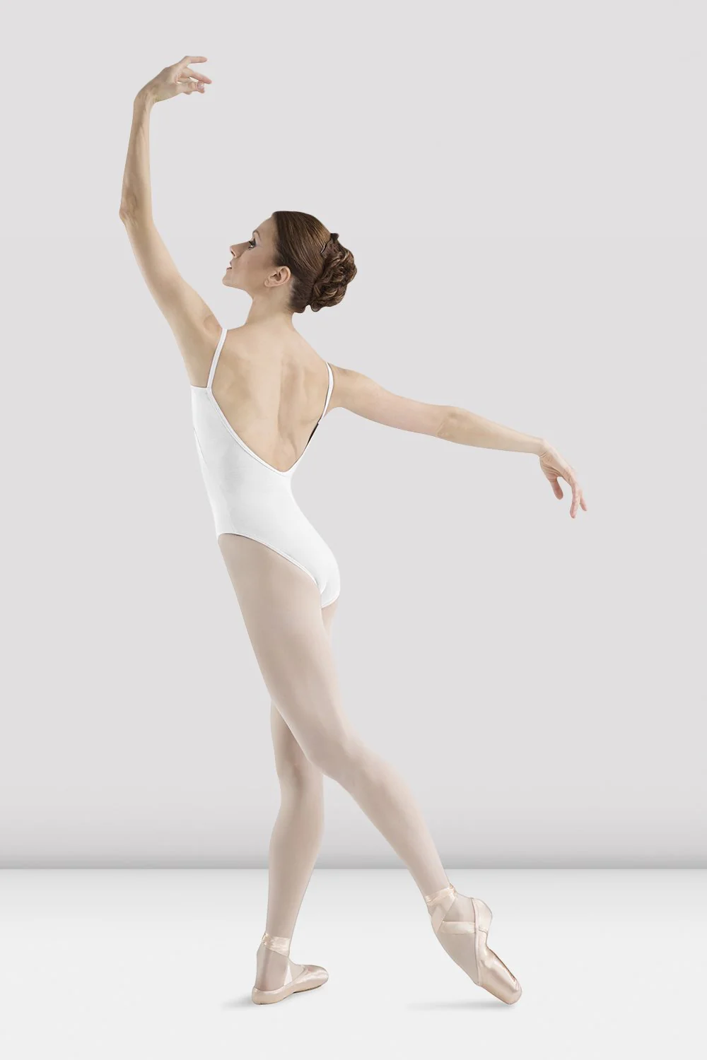 Body da danza Bloch Sissone L5407 bianco con schiena bassa da donna