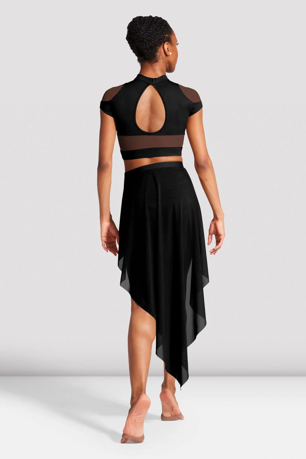 Gonna da balletto Bloch Mireya R3541 nera in rete asimmetrica da donna