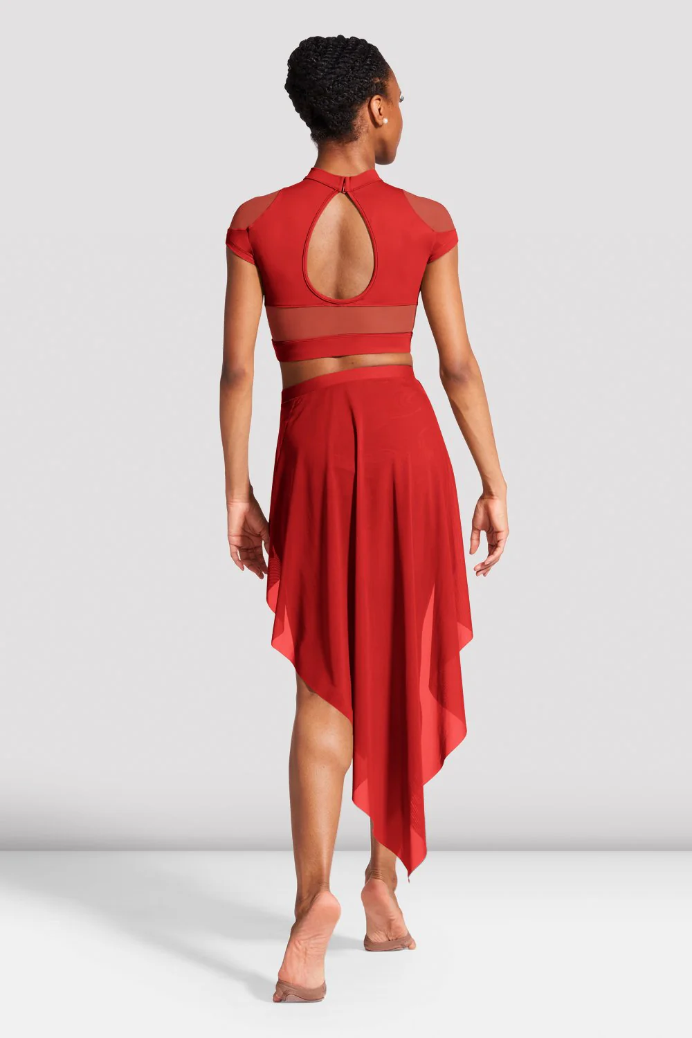 Gonna da balletto Bloch Mireya R3541 rossa in rete asimmetrica da donna