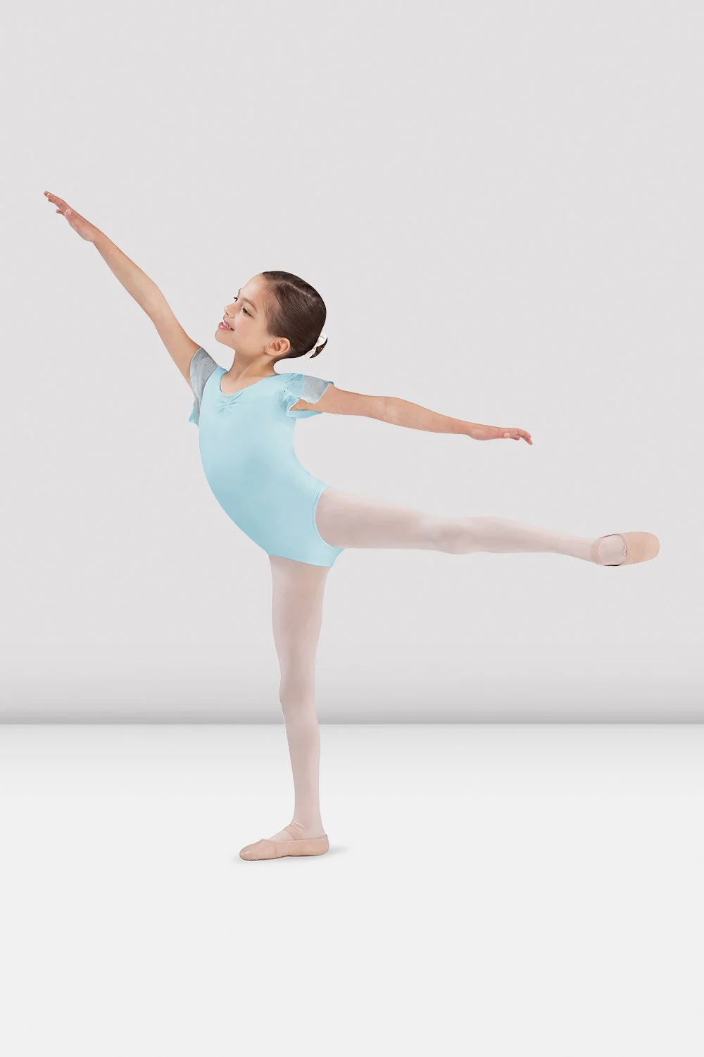 Body da danza Bloch Scarlett CL3732-CP in georgette celeste pastello per bambine