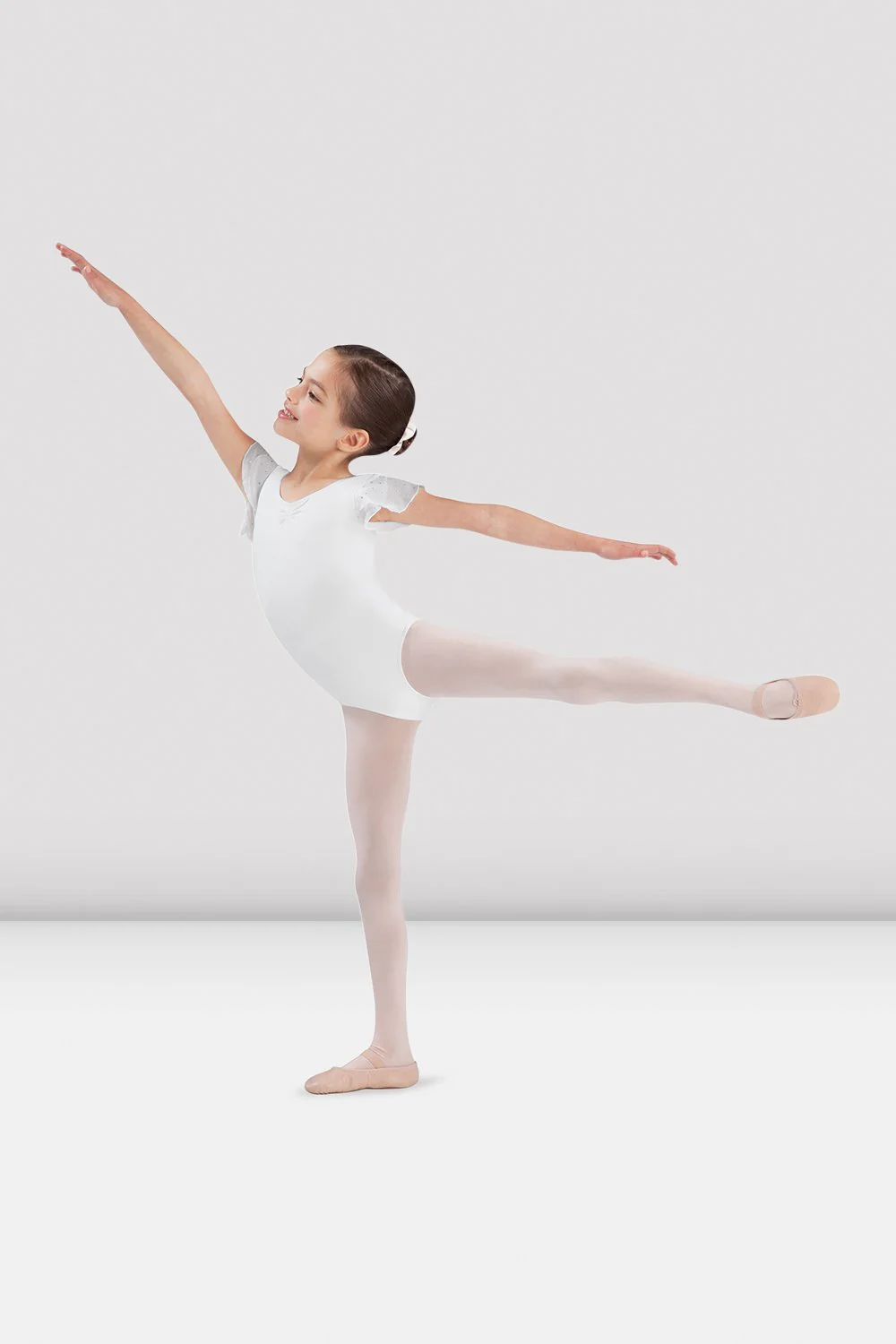 Body da danza Bloch Scarlett CL3732-B in georgette bianco per bambine
