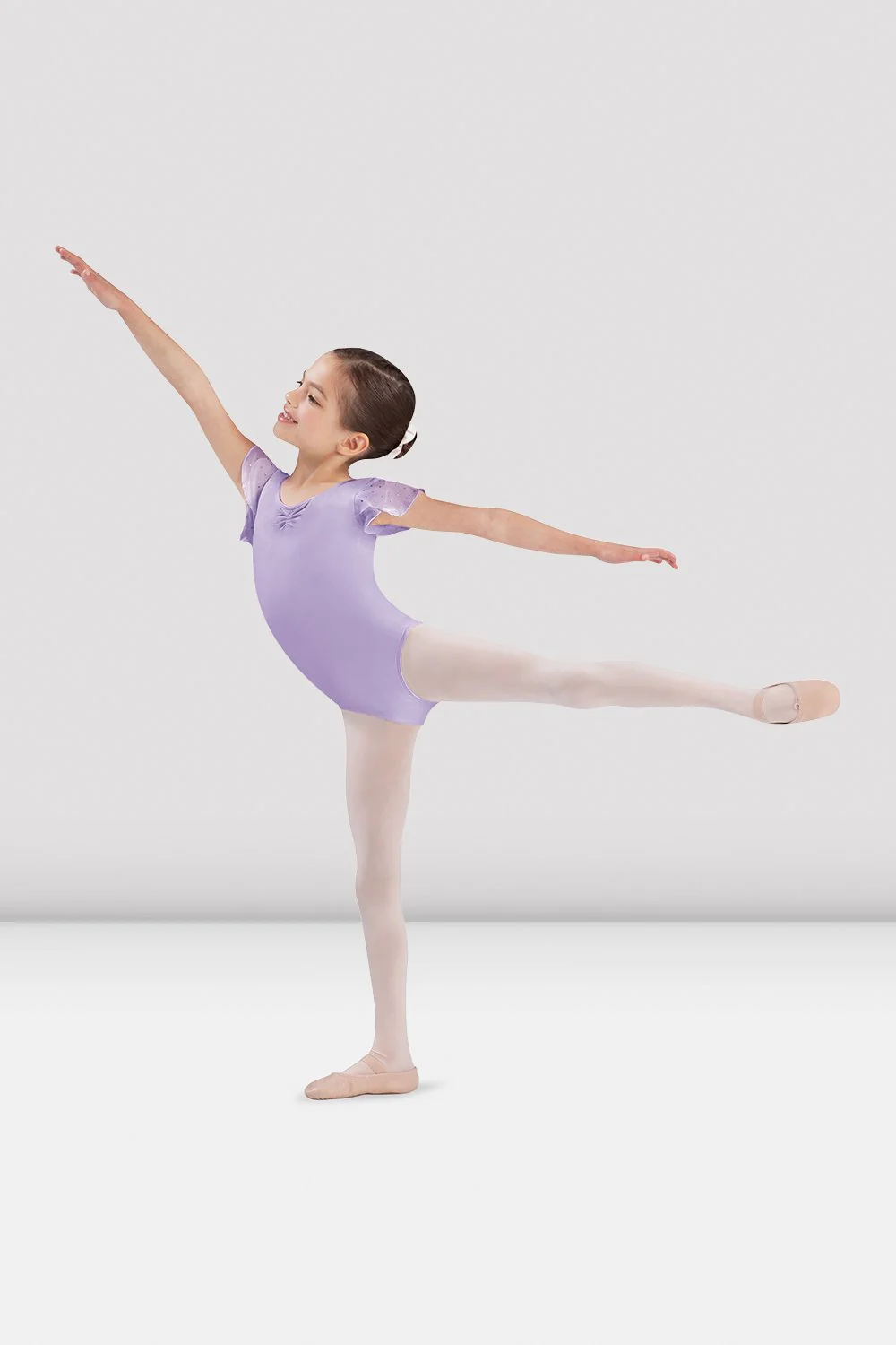 Body da danza Bloch Scarlett CL3732-L in georgette lilla per bambine