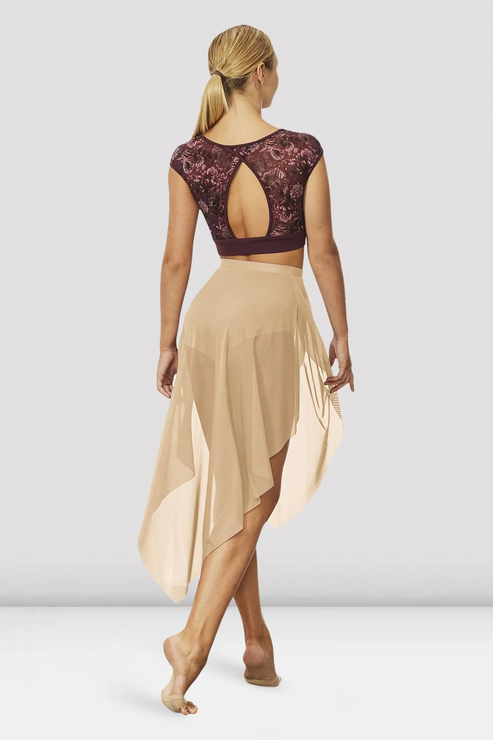 Gonna da balletto Bloch Mireya R3541 sabbia in rete asimmetrica da donna
